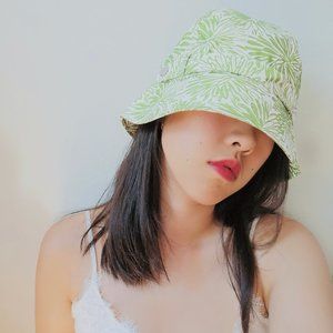Bright Green Floral Pattern Bucket Hat